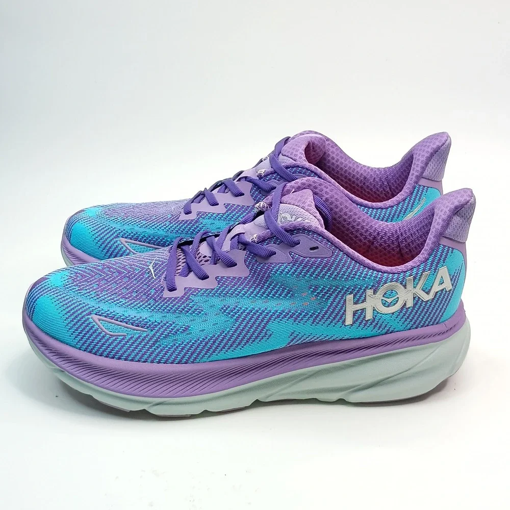 Hoka Clifton 9 Running Shoes Men Size 10.5 Purple Blue Mesh 1127896 CVPL